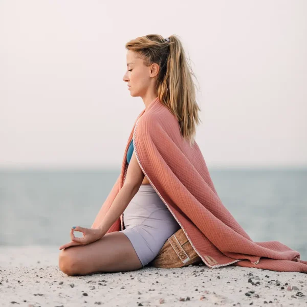 Pamuklu Yoga ve Meditasyon Battaniyesi - Kiremit - Görsel 4